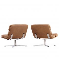 John Follis Pair of John Follis Solo Lounge Chairs in Leather and Chrome by Fortress - 4623650