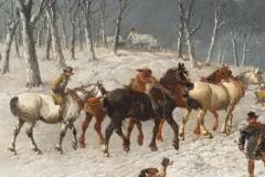 John Frederick Herring Framed Oil On Canvas Winter Horse Scene By John F Herring - 4137947