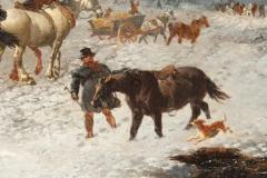 John Frederick Herring Framed Oil On Canvas Winter Horse Scene By John F Herring - 4137948
