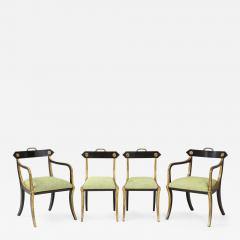 John Gee Set of four Regency black painted and gilded chairs  - 1203525