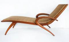 John Graz Rare 1950s John Louis Graz Chaise Longue Inset Woven Raffia - 4106690