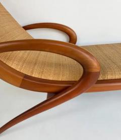 John Graz Rare 1950s John Louis Graz Chaise Longue Inset Woven Raffia - 4106693