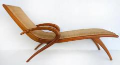 John Graz Rare 1950s John Louis Graz Chaise Longue Inset Woven Raffia - 4106694