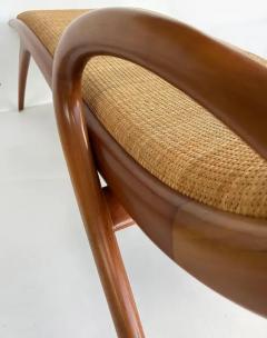 John Graz Rare 1950s John Louis Graz Chaise Longue Inset Woven Raffia - 4106766