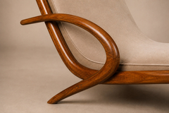 John Graz Rare Brazilian Modern Chaise Lounge in Cavi na and Mohair John Graz 1950s - 4715677