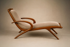 John Graz Rare Brazilian Modern Chaise Lounge in Cavi na and Mohair John Graz 1950s - 4715681