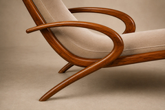 John Graz Rare Brazilian Modern Chaise Lounge in Cavi na and Mohair John Graz 1950s - 4715682