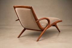 John Graz Rare Brazilian Modern Chaise Lounge in Cavi na and Mohair John Graz 1950s - 4715683