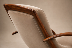 John Graz Rare Brazilian Modern Chaise Lounge in Cavi na and Mohair John Graz 1950s - 4715685