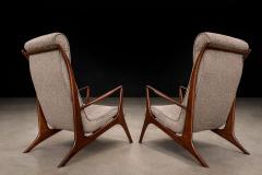 John Graz Sculptural Pair of Armchairs in Hardwood Boucle John Graz Brazil 1950s - 4531041