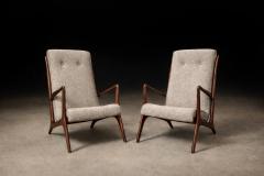 John Graz Sculptural Pair of Armchairs in Hardwood Boucle John Graz Brazil 1950s - 4531044