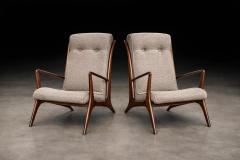 John Graz Sculptural Pair of Armchairs in Hardwood Boucle John Graz Brazil 1950s - 4531046