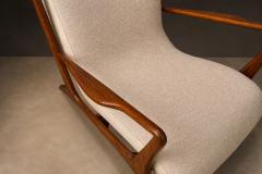John Graz Sculptural Pair of Brazilian Modernist Armchairs in Hardwood Chenille - 4612082