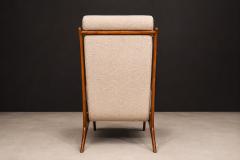 John Graz Sculptural Pair of Brazilian Modernist Armchairs in Hardwood Chenille - 4612083