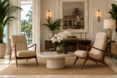 John Graz Sculptural Pair of Brazilian Modernist Armchairs in Hardwood Chenille - 4612085