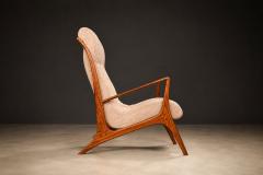 John Graz Sculptural Pair of Brazilian Modernist Armchairs in Hardwood Chenille - 4612087