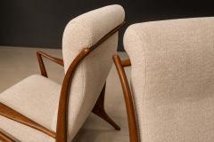John Graz Sculptural Pair of Brazilian Modernist Armchairs in Hardwood Chenille - 4612088