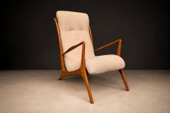 John Graz Sculptural Pair of Brazilian Modernist Armchairs in Hardwood Chenille - 4612089