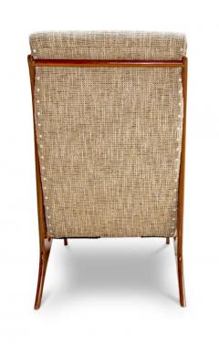 John Grazier Mid Century Brazilian Modern Armchair in Hardwood Fabric by John Graz 1950 s - 3193944
