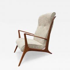 John Grazier Mid Century Brazilian Modern Armchair in Hardwood Fabric by John Graz 1950 s - 3196726