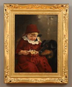 John Henry Witt LITTLE GIRL SHARING CAKE WITH HER DOG - 1856237