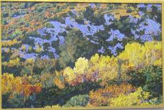 John Hogan Autumn Aspens Rio En Medio New Mexico Landscape Painting Yellow Blue Green - 484592