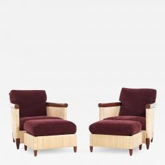 John Hutton John Hutton for Donghia Merbau Collection Club Chairs with Ottomans Pair - 3689001