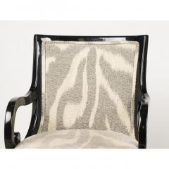 John Hutton Pair of Donghia Black Lacquered Designer Arm Chairs W Zebra Seats - 3279493