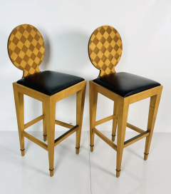 John Hutton Pair of Paris Hall Harlequin Bar Stools by John Hutton for Donghia - 2727621