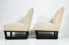 John Hutton Pair of Slipper Chairs with Magazine Shoe Shelf by John Hutton for Donghia  - 3125156