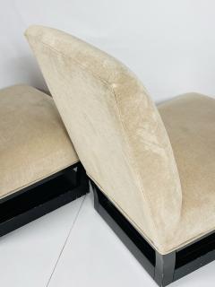 John Hutton Pair of Slipper Chairs with Magazine Shoe Shelf by John Hutton for Donghia  - 3125160