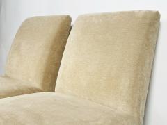 John Hutton Pair of Slipper Chairs with Magazine Shoe Shelf by John Hutton for Donghia  - 3125161