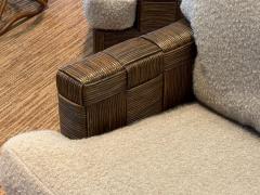 John Hutton Woven Cane Mahogany Oversized Lounge Chairs USA 1990s - 4419339