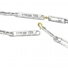 John Iversen One of a Kind White Sterling Silver Handmade Link Chain Necklace John Iversen - 4701342