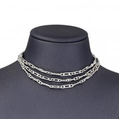 John Iversen One of a Kind White Sterling Silver Handmade Link Chain Necklace John Iversen - 4701345