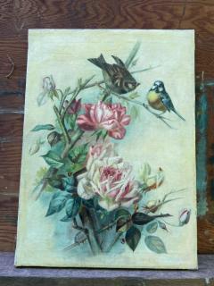 John James Audubon 19TH CENTURY ROSES BIRDS IN THE MANNER OF JOHN JAMES AUDUBON PAINTING - 4758321