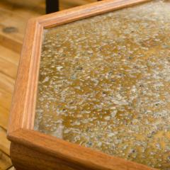 John Keal A handsome hexagonal walnut side table with gold copper pebbled resin design - 2033581