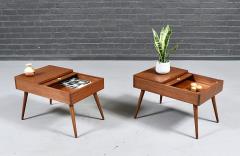 John Keal Californian Modern Side Tables w Storage Compartments by John Keal - 4794098