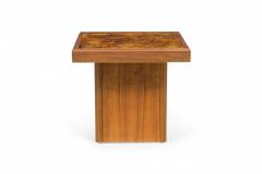 John Keal John Keal American Square Reverse Painted Glass And Walnut End Side Tables - 3170563