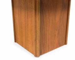 John Keal John Keal American Square Reverse Painted Glass And Walnut End Side Tables - 3170572
