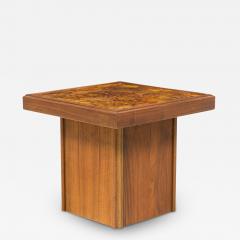 John Keal John Keal American Square Reverse Painted Glass And Walnut End Side Tables - 3179065