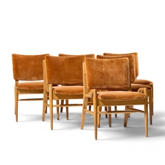 John Keal John Keal Brown Saltman Mid Century Bleached Mahogany Dining Chairs Set of 6 - 4701943