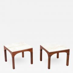 John Keal John Keal Travertine Top Side Tables for Brown Saltman - 2667506