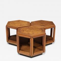 John Keal John Keal for Brown Saltman Set of Three Walnut and Burl Cocktail Tables 1970s - 2605288