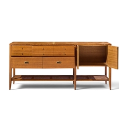 John Keal John Keal for Brown Saltman Style Mid Century Mahogany and Cane Console Credenza - 4774997