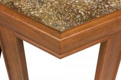 John Keal Pair Of John Keal Hexagonal Reverse Painted Glass And Oak Occasional End Tables - 3169782