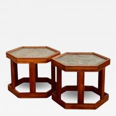 John Keal Pair of Hexagonal Domino Side Tables by John Keal for Brown Saltman - 3733633