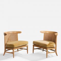 John Lubberts Lambert Mulder Slipper Chairs with Wood and Cane USA 1950s - 4784768
