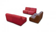 John Mascheroni John Mascheroni 6 Piece Sectional Sofa for Vecta Contract Red Brown Upholstery - 3009832