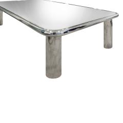 John Mascheroni John Mascheroni Large Chrome Coffee Table with Mirror Glass Top 1970s - 705470